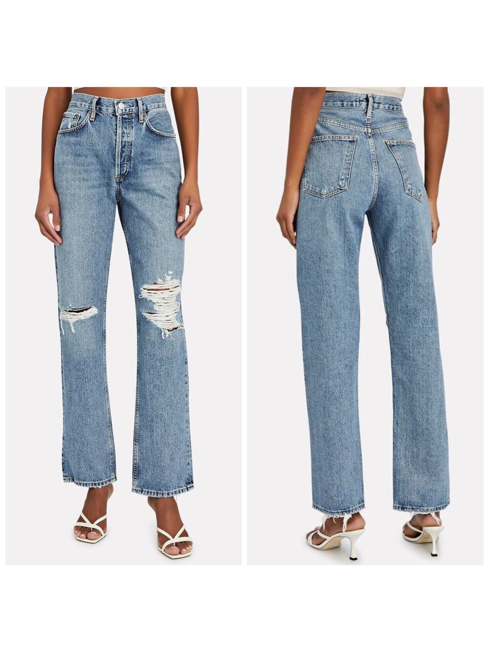 AGOLDE Lana Straight Jeans Ripped Distressed